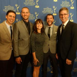 Billy Wirasnik, Jeff Soyk, Elaine McMillion Sheldon, Kerrin Sheldon and Nathaniel Hansen at the 2014 News and Documentary Emmy Awards for HOLLOW.
