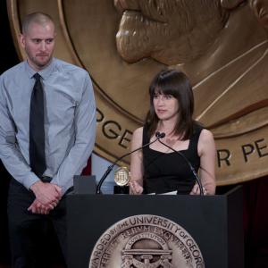 Jeff Soyk and Elaine Sheldon accept the Peabody Award for the interactive documentary Hollow
