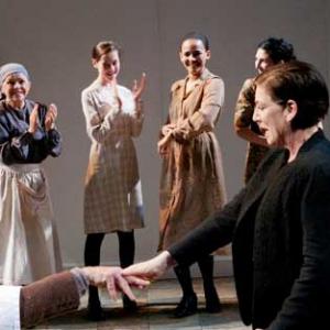 Blood Wedding - Sydney Theatre Co, 2011. Foreground: Danny Adcock & Toni Scanlan. Background, left to right: Lynette Curran, Holly Fraser (The Girl/The Moon), Zindzi Okenyo, Julia Ohannessian, Andrew Veivers & Yalin Ozucelik