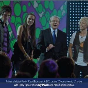 Holly asking Prime Minister Kevin Rudd a question at the launch of ABC3 2009