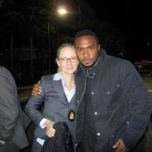Enyinna Nwigwe and Anne Heche on the set of BLACK NOVEMBER