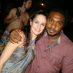 Enyinna Nwigwe with Actress Sarah Wayne Callies on the set of Black Gold Struggle for the Niger Delta