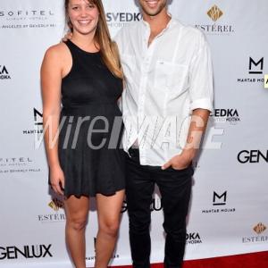 Riley Berris and her brother, Blake Berris, at Genlux Magazine's Issue Release party featuring Erika Christensen at The Sofitel Hotel on August 29, 2013 in Los Angeles, California.