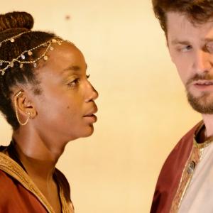 Jamie Ann Burke as Guinevere and Wiliam Reinbold as Arthur in Theatrum Elysium San Pedro Rep 