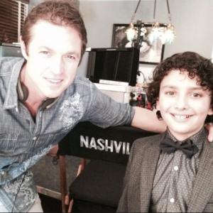 Gunnar Sizemore on the set of Nashville being directed by Eric Close