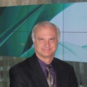 Mark Terry on the set of Kontext, Moscow's news commentary television program, 2011.