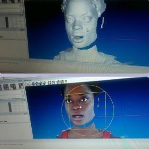 Nimi Adokiye behind the scenes getting scanned for a video game at Another World Studios