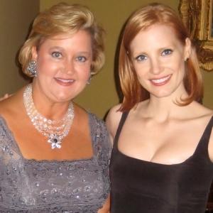 Julie Ann Doan with Jessica Chastain attending The Help premiere in Mississippi Jul 30 2011