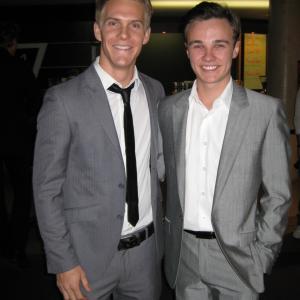 James E Lee and Dominic Deutscher at the Premiere of Charge Over You held at the Palace Barracks Cinema