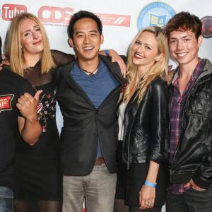 Jimmy Wong with cast and crew of Video Game High School at the Season 2 Premiere at YouTube Space LA
