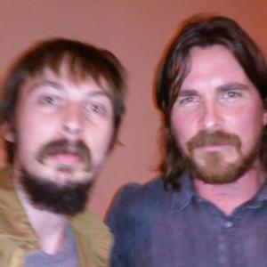 Gregoer Boru and Christian Bale outside a screening of Exodus on the Fox lot