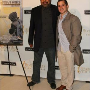 David Saucedo with director Rafael Lanus at screening of Underprivileged