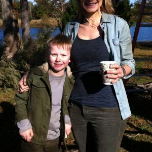 Major on set of NBCs Revolution with his on screen mom Elizabeth Mitchell