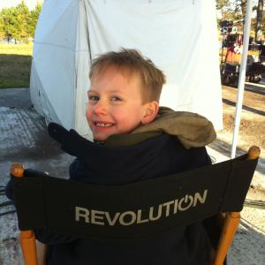 On set of NBC's Revolution. Major's episode will air in the Spring, 2013