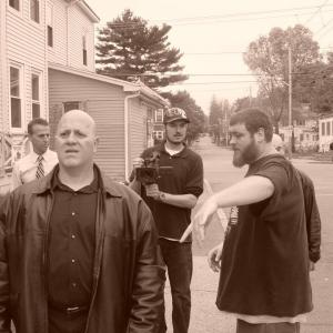 on the set of Boston Massacre Episode Two with Bill Jacques Joe Campanella Henry Ligocki and Todd Therrien