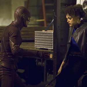 Still of Grant Gustin and Britne Oldford in The Flash 2014