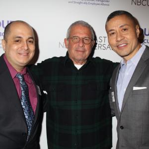 (R - L): Craig Robinson(Exe. V.P. Chief Diversity Officer, NBCUniversal), Ron Meyer(Vice Chairman of NBCUniversal) and Steven Escobar(President & Exe. Editor-In-Chief of Diversity News Magazine) at OUT@NBCUniversal 10 Years Anniversary on 2-24-2015.