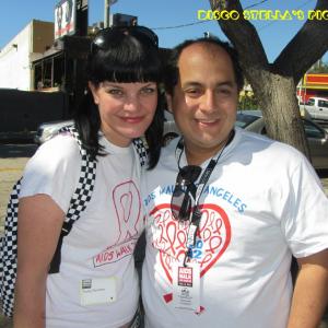 Pauley Perrette with Steven Escobar at the 28th Annual AIDS Walk Los Angeles in West Hollywood, CA.