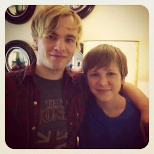 Caleb and Graham Patrick Martin on the set of THE ANNA NICOLE STORY.