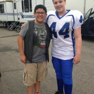 Zachary playing Miller with Rico Rodriguez Mannyon the set of Modern Family
