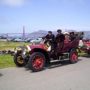 At the Alice Ramsey centennial tour in the Archers 1906 Locomobile Crissy Field San Francisco 2009