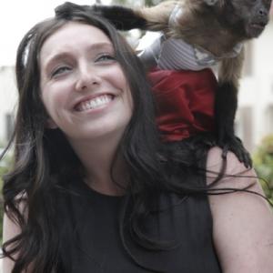 With Crystal the Monkey on the set of Blood Moon