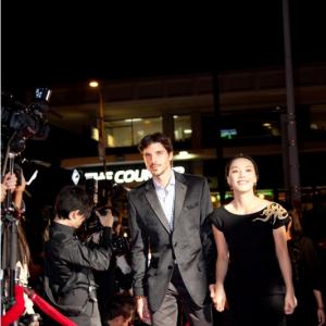 Joshua and Director Wei Dai on the red carpet at the Director's Guild in LA for the Chinese American Film Festival (CAFF) in Nov. 2011