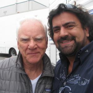 Gabriel Schmidt  Franklin  Bash filming set with Malcolm McDowell Santa Clarita 2010