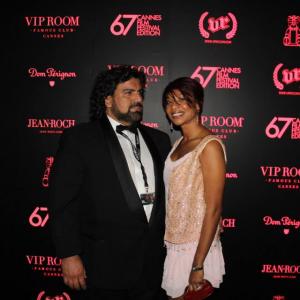Festival de Cannes 2014. VIP Room. Fashion Designer Raxann Chin, owner of Femheka and Director Gabriel Schmidt