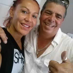 Cris Cyborg and Sal on set of Fight Valley