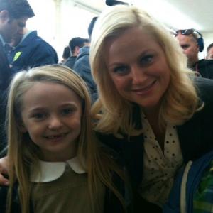 Amy Poehler & Avery Phillips on set Parks and Recreation