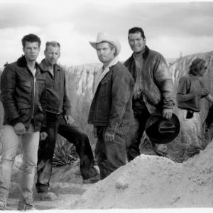 On The Borderline (2001). (left to right), Eric Mabius, Lew Temple, Bill Sage, and Julio César Cedillo.