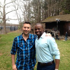 Shane OBrien and Sean Patrick Thomas on the set of Deep In The Darkness