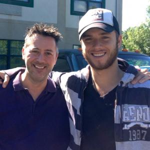 Shane O'Brien and Jeremy Sumpter on the set of 