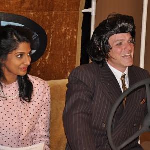 Krishna Smitha and Christopher Nash in between takes on Movie Parody Network