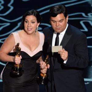 Robert Lopez and Kristen AndersonLopez at event of The Oscars 2014