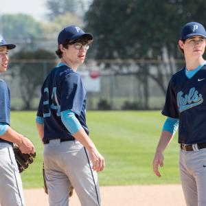 Franke (Cameron Dallas), Austin (Joey Bragg), and Jack (Nash Grier) are best friends and ball players in The Outfield.