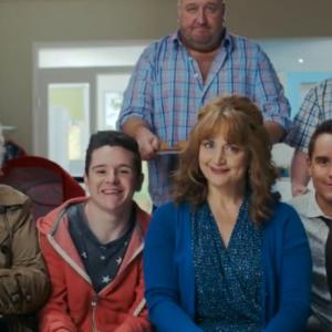 Justin (third in from the left) enjoying family life as 'Ben Morris' in a promotional photo for the fourth series of Sky One's 'Stella'.