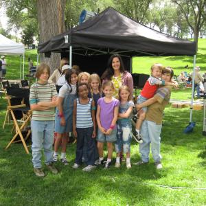 With Stacy Bess and cast members on the set of Beyond the Blackboard