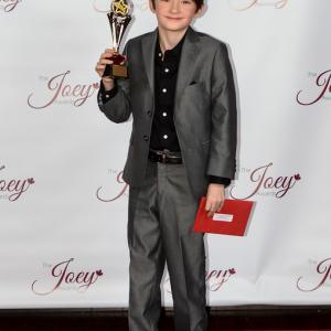 Spencer Drever with his 2014 Joey Award for his role in Fargo (FX). (11.16.2014)