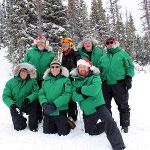 The Irish Rovers w Crazy Canuck downhill racer Dave Irwin at Sunshine Village in Banff National Park