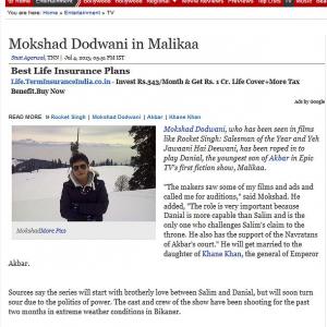 Mokshad Dodwani in MALIKAA Epic TVs flagship TV show to be launched along with the Channels prime time opening in India  This is his short interview in Times Of India