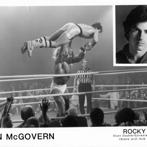 Rocky III. Don McGovern, stunt double for Slyvester Stallone,(Rocky), scene with Hulk Hogan.