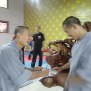 Shaolin Monks writing a message to me