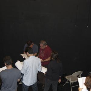 Ryan Katzenbach directing Edward Asner, Ross Benjamin, Larry Thomas and Barbara Gruen for a staged reading, May 2010.