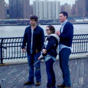 Alex Donnolo, Martina Casas, and Robert Lind on the set of Bridge to Cross.