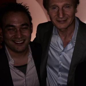 Michael Jones (IPA) & Liam Neeson at NONSTOP Premiere. IPA acquired the film via Michael Jones for the territory of Thailand.
