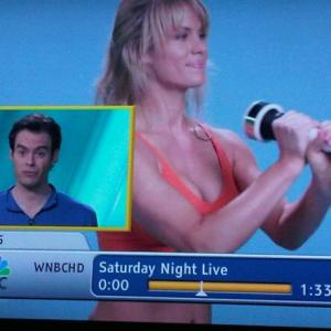 Still of Jessica Galinas and Bill Hader on SATURDAY NIGHT LIVE. (Shake Weight Dvd)