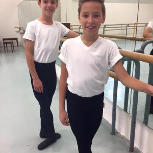 Eamon and Ethan training for Billy Elliot at the RMTC