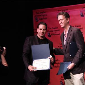 Receiving the Best Narrative Feature award at the LA Cinema Fest of Hollywood